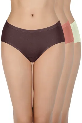 100% Cotton Hipster Panty Pack (Pack of 3) - D012 - Solid 100% Cotton Hipster Panty Pack (Pack of 3) - D012 - Solid