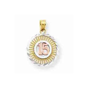 10k Gold Two-tone Sweet 15 Round pendant 10k Gold Two-tone Sweet 15 Round pendant