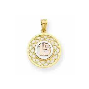 10k Gold Two-tone Sweet 15 Round pendant 10k Gold Two-tone Sweet 15 Round pendant