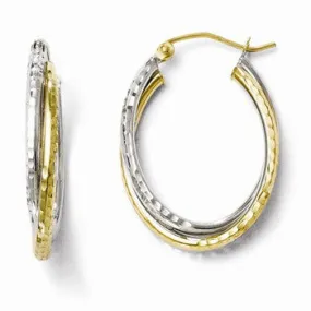 10K Two-tone Textured Hinged Hoop Earrings 10K Two-tone Textured Hinged Hoop Earrings