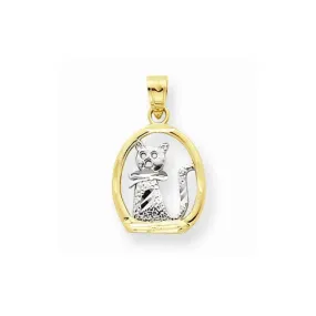10k Yellow Gold & Rhodium Cat Pendant 10k Yellow Gold & Rhodium Cat Pendant