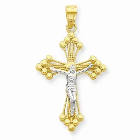 10k Yellow Gold & Rhodium Crucifix pendant 10k Yellow Gold & Rhodium Crucifix pendant