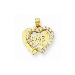 10k Yellow Gold CZ I Love You Heart Pendant 10k Yellow Gold CZ I Love You Heart Pendant