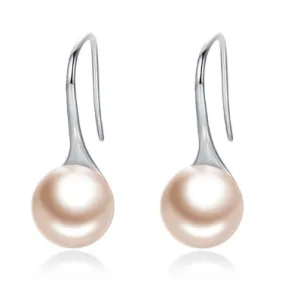 18K White Gold Plated Pink Fresh Water Pearl Dangle Earrings 18K White Gold Plated Pink Fresh Water Pearl Dangle Earrings