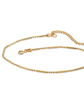 18k Yellow Gold-plated Sterling Silver Bar and Bead Link Ankle Bracelet 11" | Yellow 18k Yellow Gold-plated Sterling Silver Bar and Bead Link Ankle Bracelet 11" | Yellow