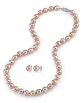 7.0-7.5mm Pink Freshwater Pearl Necklace & Earrings 7.0-7.5mm Pink Freshwater Pearl Necklace & Earrings