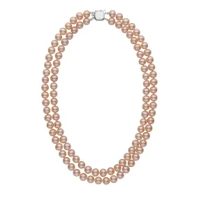 7.5-8.0 mm Double Strand AA  Pink to Peach Freshwater Pearl Necklace 7.5-8.0 mm Double Strand AA  Pink to Peach Freshwater Pearl Necklace