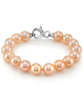 9.5-10.5mm Peach Freshwater Pearl Bracelet - AAAA Quality 9.5-10.5mm Peach Freshwater Pearl Bracelet - AAAA Quality