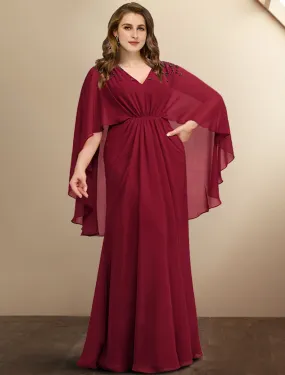 A-Line Mother of the Bride Dresses Plus Size Hide Belly Curve Elegant Dress Formal Floor Length Sleeveless V Neck Chiffon with Pleats Beading A-Line Mother of the Bride Dresses Plus Size Hide Belly Curve Elegant Dress Formal Floor Length Sleeveless V Neck Chiffon with Pleats Beading