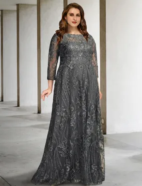 A-Line Mother of the Bride Dresses Plus Size Hide Belly Curve Elegant Dress Formal Sweep / Brush Train Long Sleeve Jewel Neck Chiffon with Appliques A-Line Mother of the Bride Dresses Plus Size Hide Belly Curve Elegant Dress Formal Sweep / Brush Train Long Sleeve Jewel Neck Chiffon with Appliques