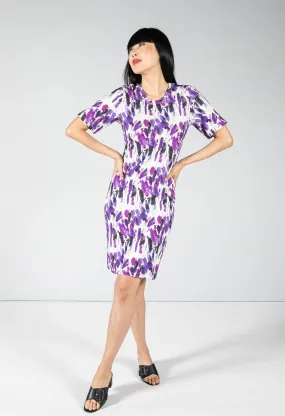 Abstract Printed Dots Dress in Wild Heather Abstract Printed Dots Dress in Wild Heather