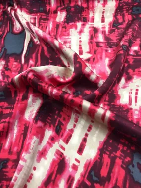 Abstract Silk Charmeuse - Burgundy And Red Abstract Silk Charmeuse - Burgundy And Red