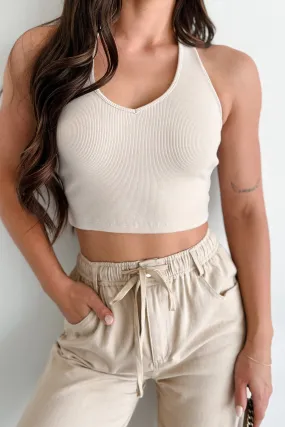 Alive & Well Ribbed Halter Crop Top (Eggshell) Alive & Well Ribbed Halter Crop Top (Eggshell)