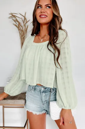 All In Time Textured Square Neck Top (Light Green) All In Time Textured Square Neck Top (Light Green)