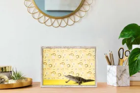 Alligator On Yellow Mini Framed Canvas Alligator On Yellow Mini Framed Canvas