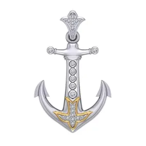 Anchor Gemstone Silver and Gold Accents Pendant MPD4052 Anchor Gemstone Silver and Gold Accents Pendant MPD4052