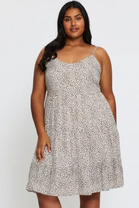 Animal Print Skater Dress V-neck Sleeveless Tie Animal Print Skater Dress V-neck Sleeveless Tie