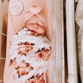 Autumn's Rustic Floral Personalized Baby Name Swaddle Blanket Autumn's Rustic Floral Personalized Baby Name Swaddle Blanket