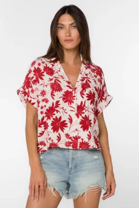 Band Red Floral Top Band Red Floral Top