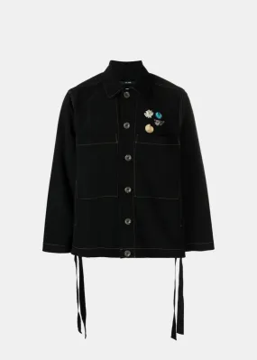 Black Assorted Pin-Detail Shirt Jacket Black Assorted Pin-Detail Shirt Jacket