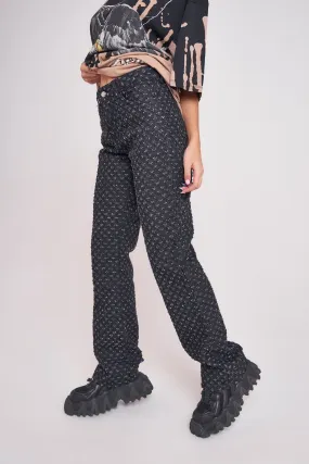 Black Distressed Boyfriend Fit Jeans Black Distressed Boyfriend Fit Jeans