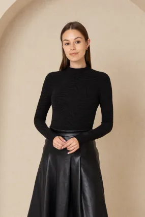 Black Textured Mock Neck Top Black Textured Mock Neck Top
