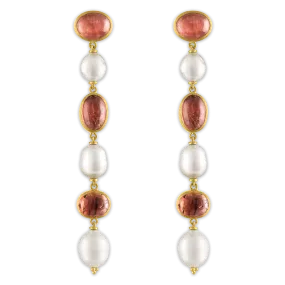 Blush Tourmaline and Pearl Chime Earrings Blush Tourmaline and Pearl Chime Earrings