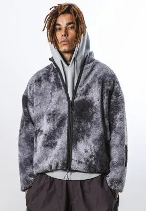 BORG JACKET BLACK TIE DYE BORG JACKET BLACK TIE DYE