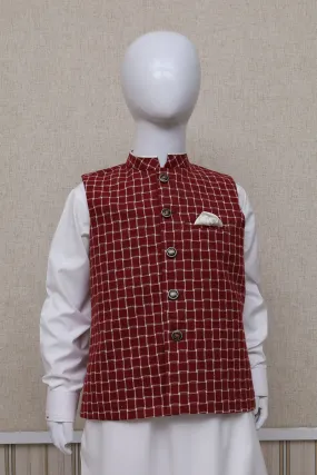 Boy Check Waistcoat Red Boy Check Waistcoat Red
