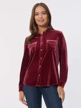Button-Front Velour Utility Shirt Button-Front Velour Utility Shirt