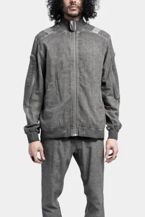 Cotton / Linen Bomber Jacket, Cold Dye Grey Cotton / Linen Bomber Jacket, Cold Dye Grey