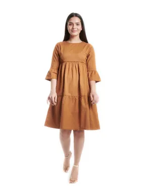 Cotton Tiered Dress - Mustard Yellow Cotton Tiered Dress - Mustard Yellow