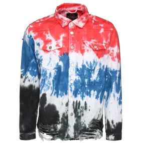 DK235 Tie Dye Ripped Denim Overshirt DK235 Tie Dye Ripped Denim Overshirt