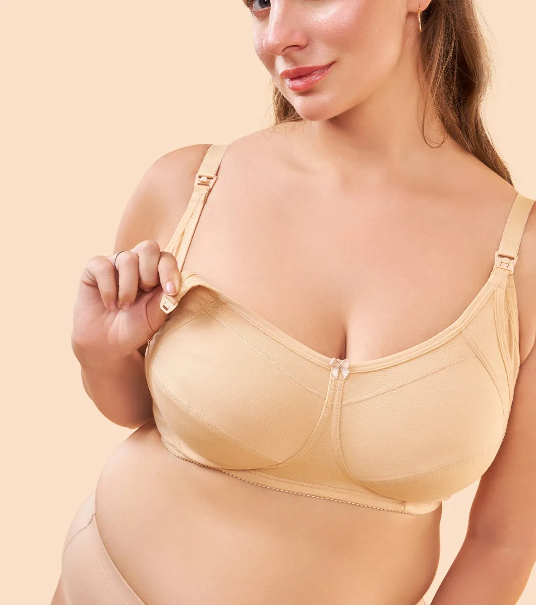 Enamor Eco-Melange MT02 Sectioned Lift and Support Cotton Nursing Bra for Women- High Coverage, Non Padded and Wirefree - Capri Melange