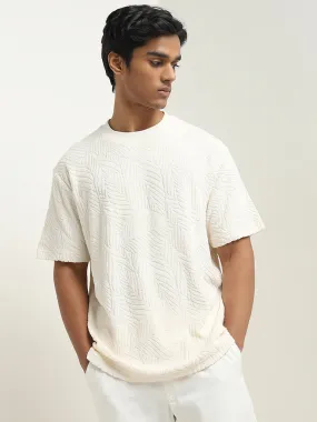ETA Off-White Self-Textured Relaxed-Fit Cotton T-Shirt ETA Off-White Self-Textured Relaxed-Fit Cotton T-Shirt