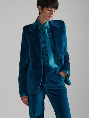Fitted blue velvet jacket Fitted blue velvet jacket