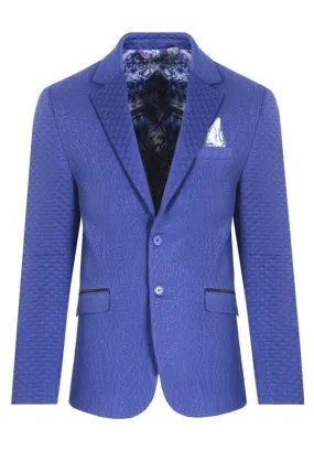 FITTED BROCADE JACKET - SAX FITTED BROCADE JACKET - SAX