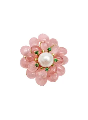 Flower Shaped Rose Quartz Brooch LP002 Flower Shaped Rose Quartz Brooch LP002