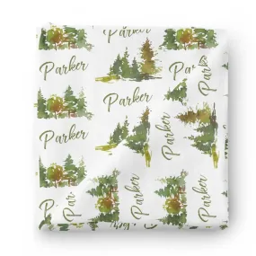 Forest Trees Personalized Baby Name Swaddle Blanket Forest Trees Personalized Baby Name Swaddle Blanket