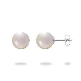 Freshwater Pearl Earrings in White Gold - 8-9mm Freshwater Pearl Earrings in White Gold - 8-9mm