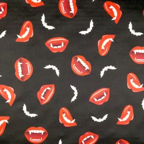 FS322 Vampire and Bats Scuba Stretch Knit Fabric Black FS322 Vampire and Bats Scuba Stretch Knit Fabric Black