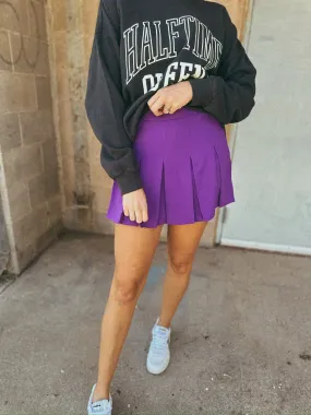 High Waisted Pleated Skirt  - Purple High Waisted Pleated Skirt  - Purple