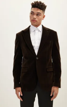 Kennedy Blazer Italian Velvet Peak Lapel - Brown Kennedy Blazer Italian Velvet Peak Lapel - Brown