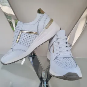Ladies Leather White wedge trainers Ladies Leather White wedge trainers