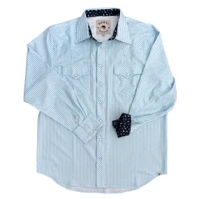 Light Blue Cowboy Stripe Long Sleeve Performance Western Shirt Light Blue Cowboy Stripe Long Sleeve Performance Western Shirt