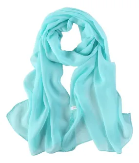 Long Chiffon Scarf Solid Blue Color CHL407 Long Chiffon Scarf Solid Blue Color CHL407