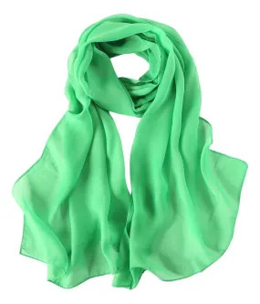 Long Chiffon Scarf Solid Green Color CHL404 Long Chiffon Scarf Solid Green Color CHL404