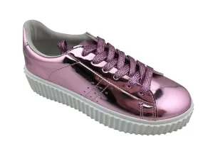 Metallic Lace Up Chunky Flatform Sole Slip On Creepers Metallic Lace Up Chunky Flatform Sole Slip On Creepers