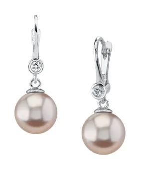 Pink Freshwater Pearl & Diamond Michelle Earrings Pink Freshwater Pearl & Diamond Michelle Earrings
