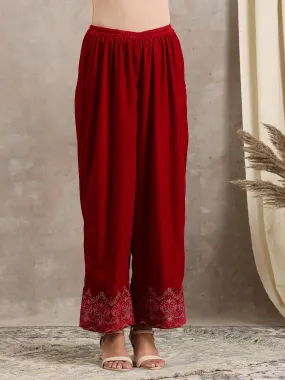 Red Velvet Embroidered Pant Red Velvet Embroidered Pant